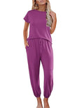 2 Piece Cap Sleeve Pajamas Set with Joggers Pants Q405100