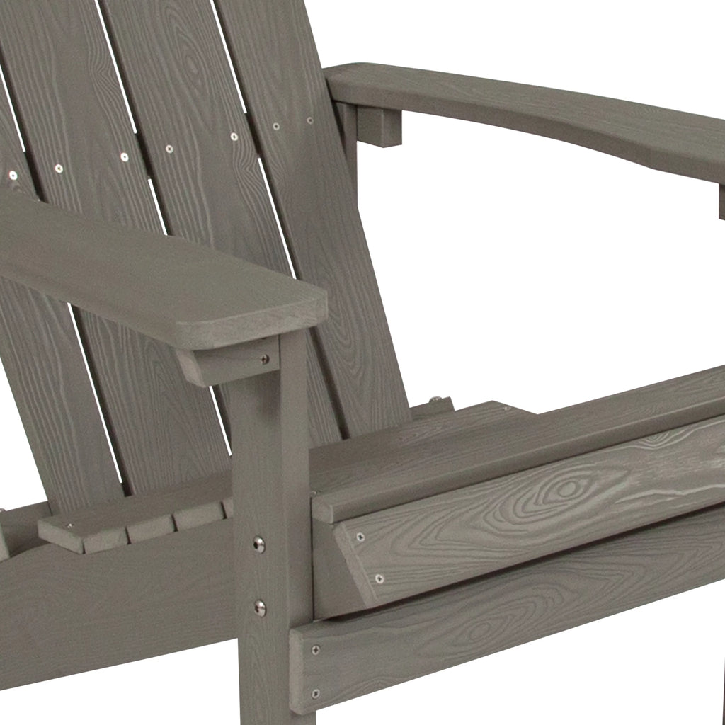 Set of 2 Gray All-Weather Poly Resin Adirondack Chairs O258237