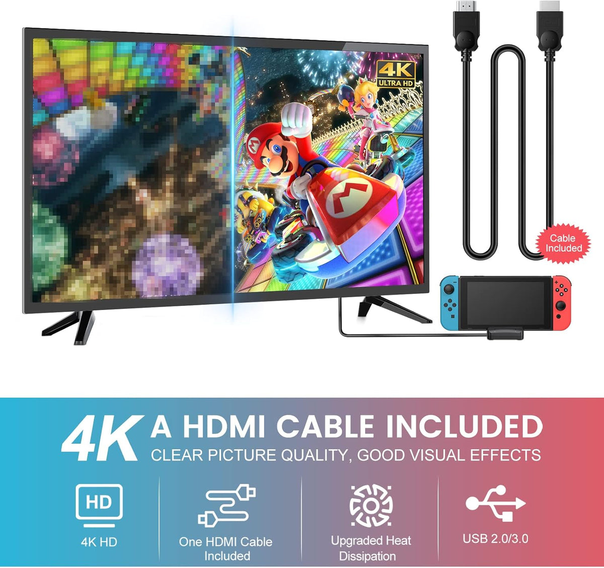 4K HDMI Portable Docking Station with Cooling Fan and USB 3.0 Port E1735