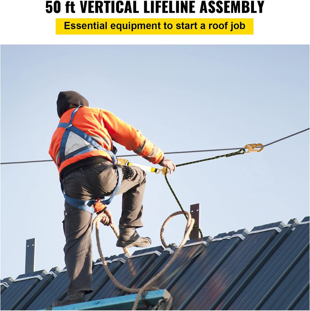 50 ft Polyester Fall Protection Rope with Alloy Steel Rope Grab, Pack of 2 N575