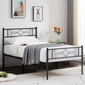 Twin Size Black Metal Platform Bed Frame with Headboard O616