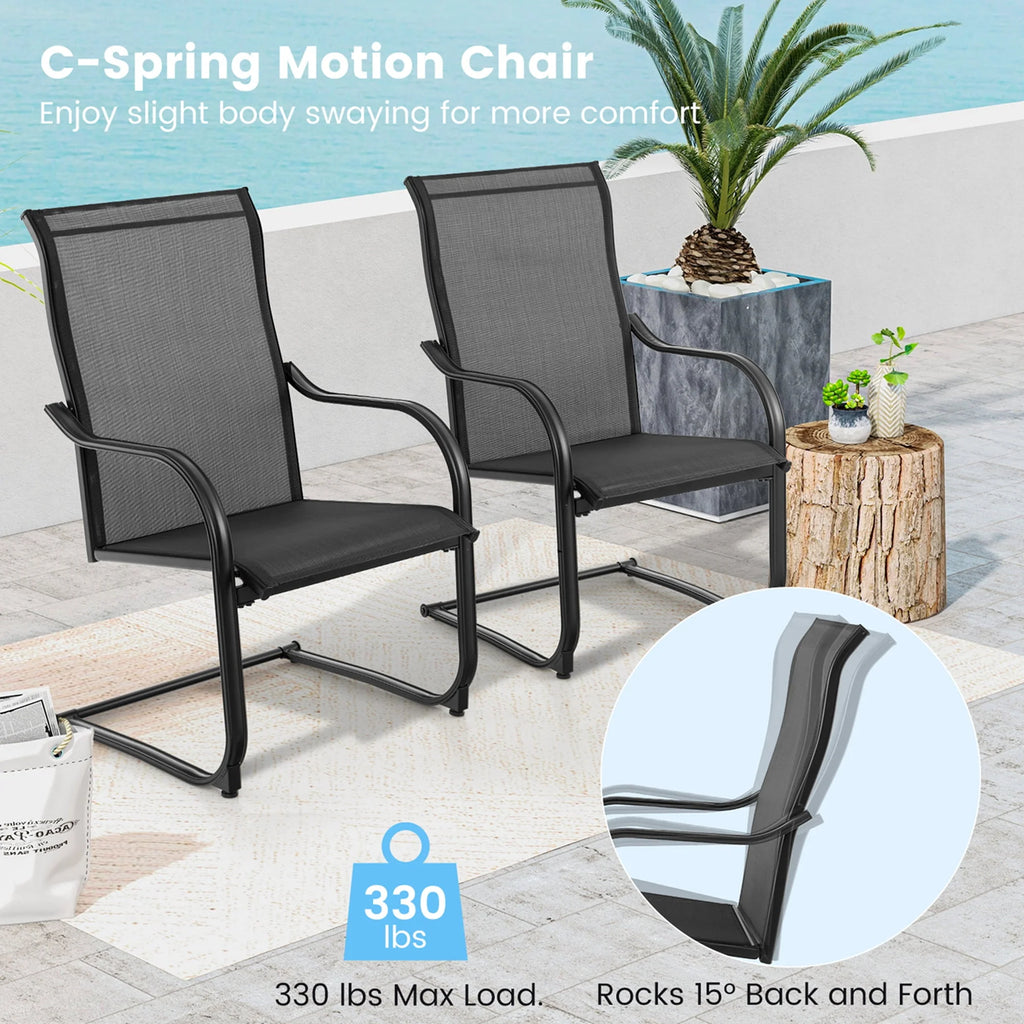 2pcs Black C-Spring Patio Dining Chairs W511