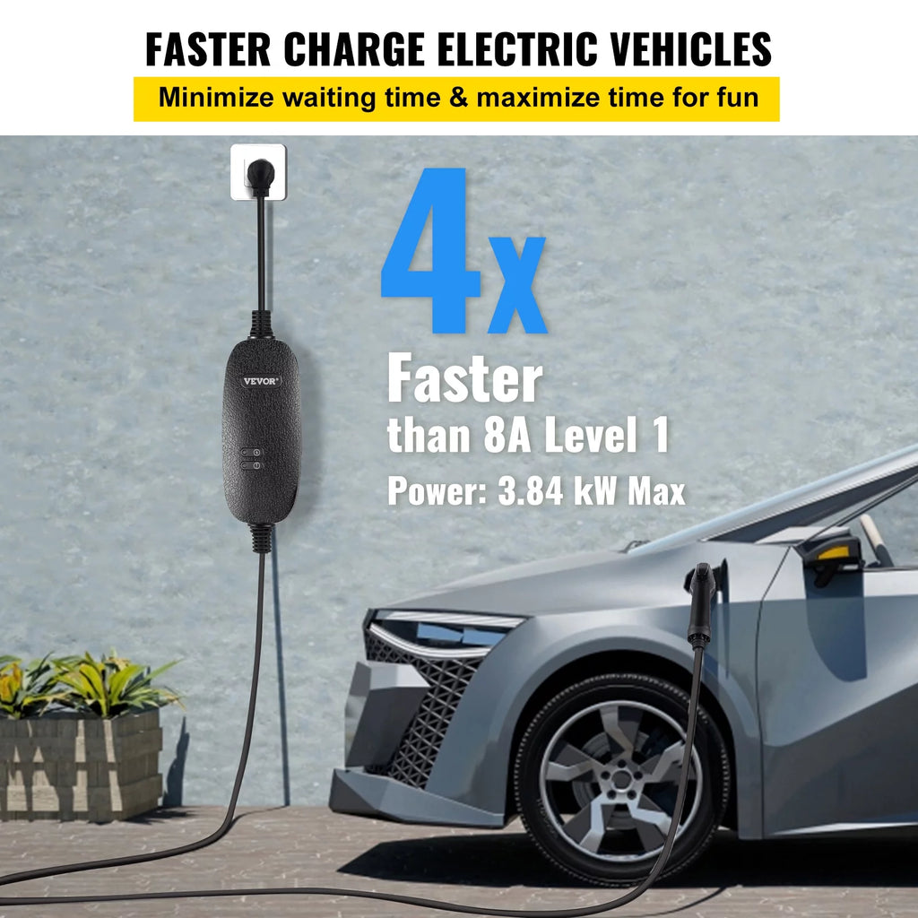 16 Amp Portable Level 2 EV Charger with 25 ft Cable Q73417