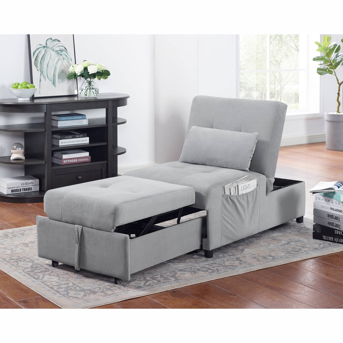 Grey Upholstered Futon Chair N389333