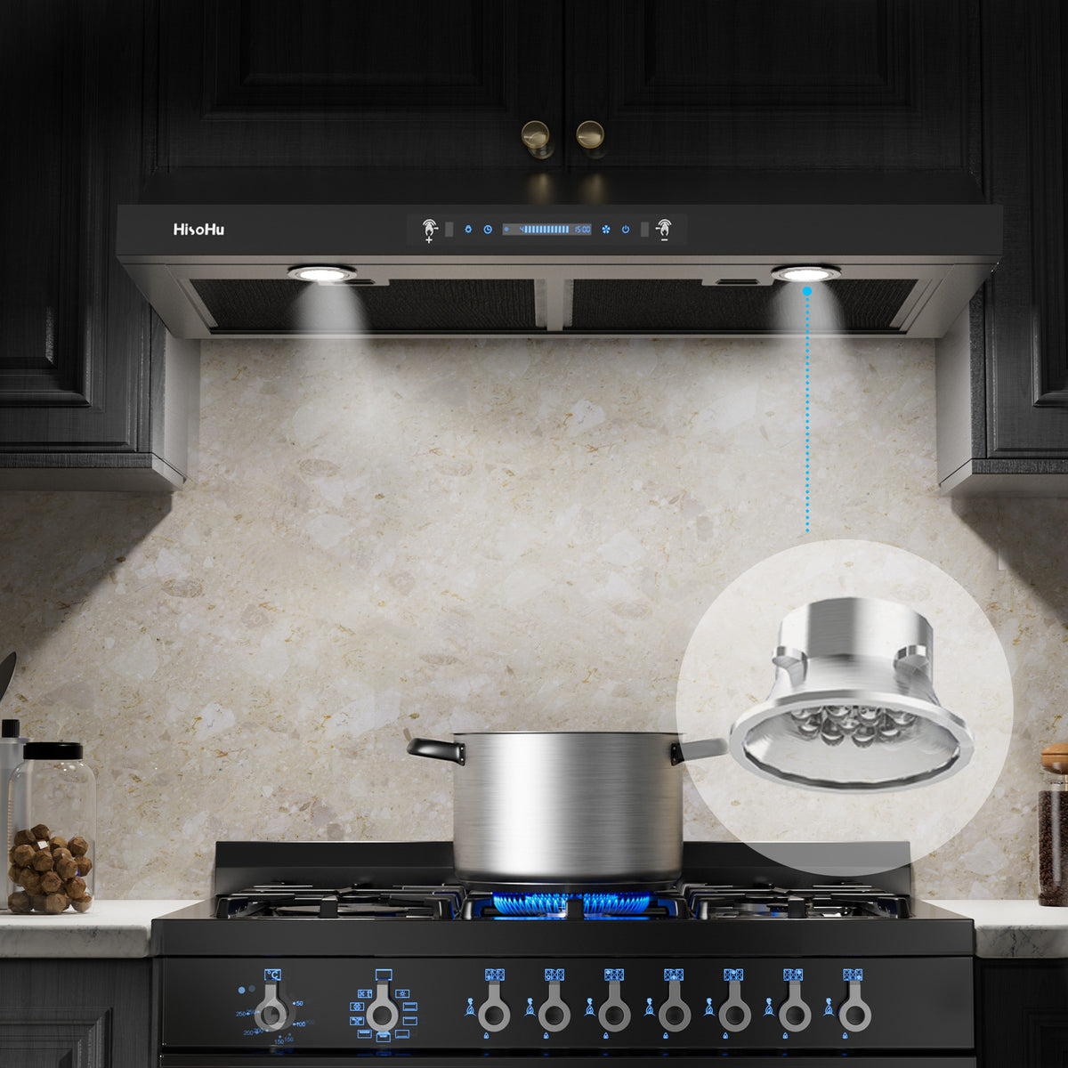 Black Teflon Stainless Steel Under Cabinet Range Hood P457023