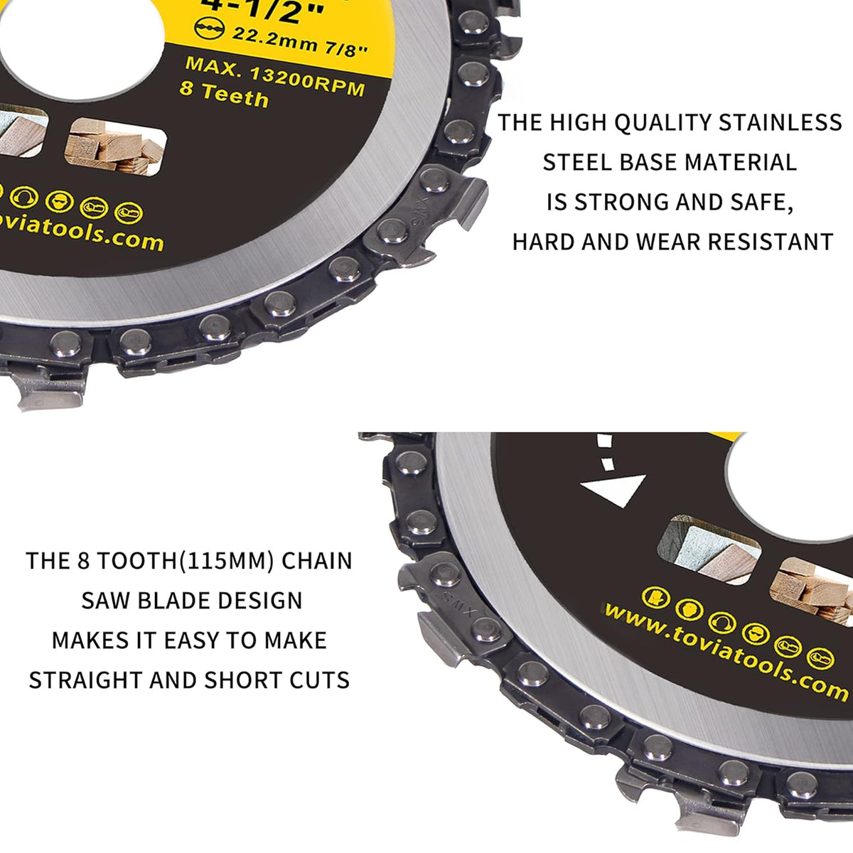 4 1/2 Inch Grinder Wood Carving Disc with 8 Tooth, 7/8 Arbor V597