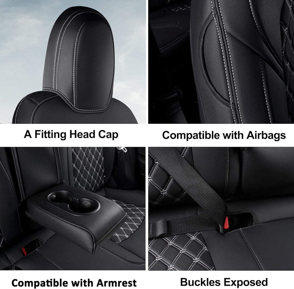 Pu Leather Car Seat Covers Full Set Black O15262