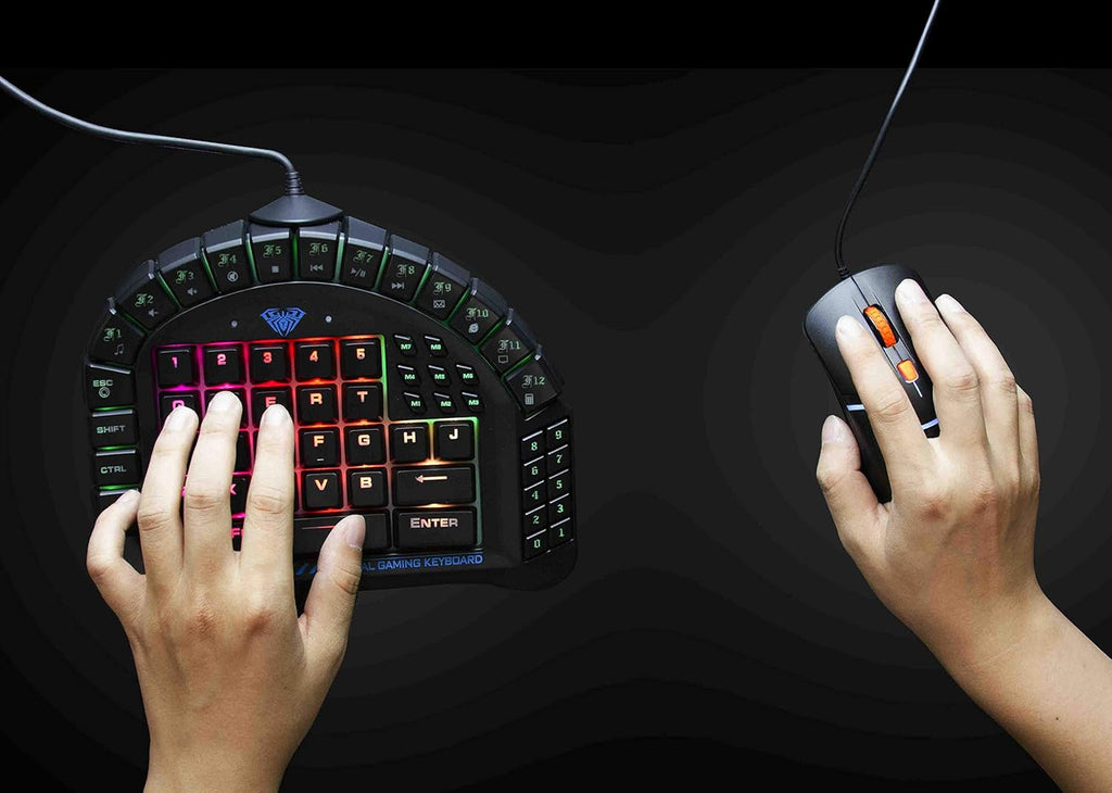One Handed Mechanical Gaming Keyboard with Blue Switches and RGB Backlit C979225