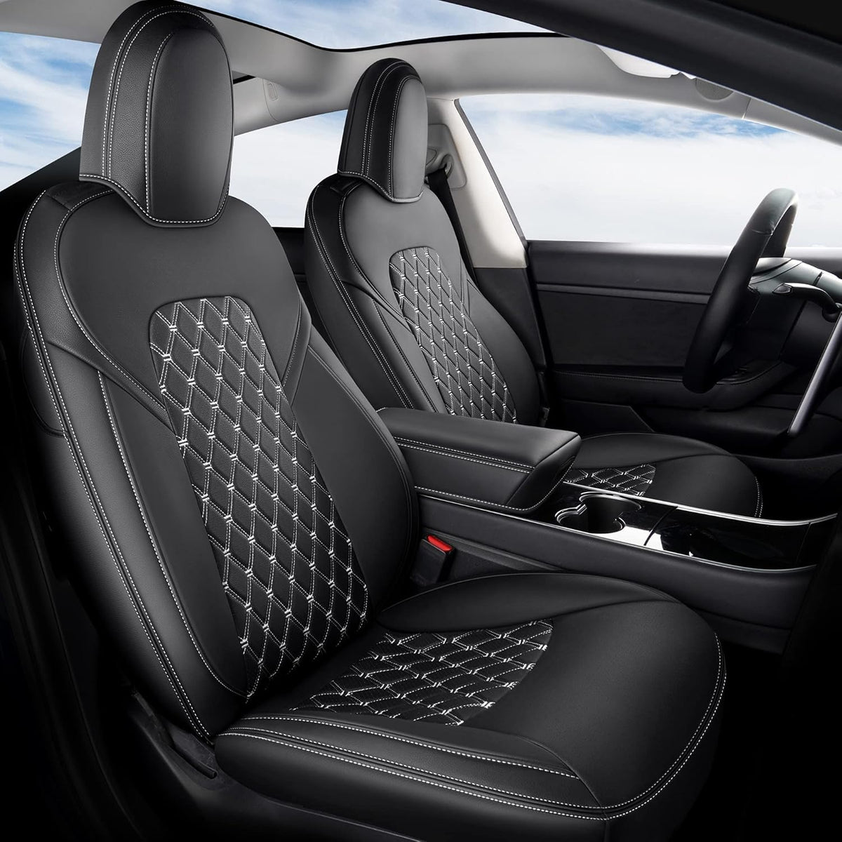 Pu Leather Car Seat Covers Full Set Black O15262