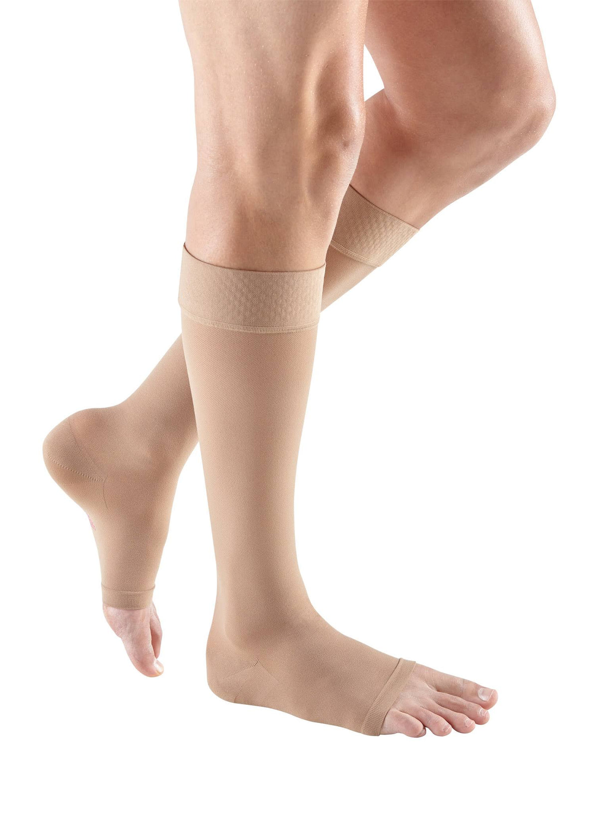 Calf High Open Toe Beige Compression Stockings V291320