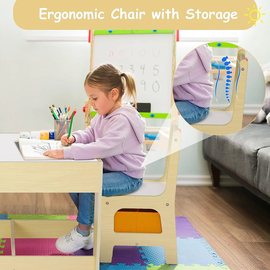 Wooden Kids Table and 2 Chairs Set with Storage Z85891