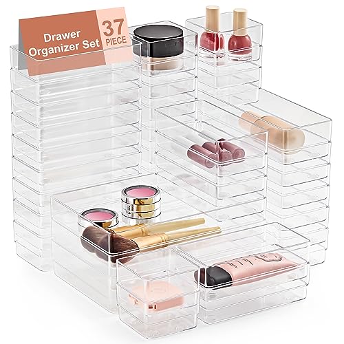13-Piece Clear Drawer Organizer with Non-Slip Silicone Pads C80494