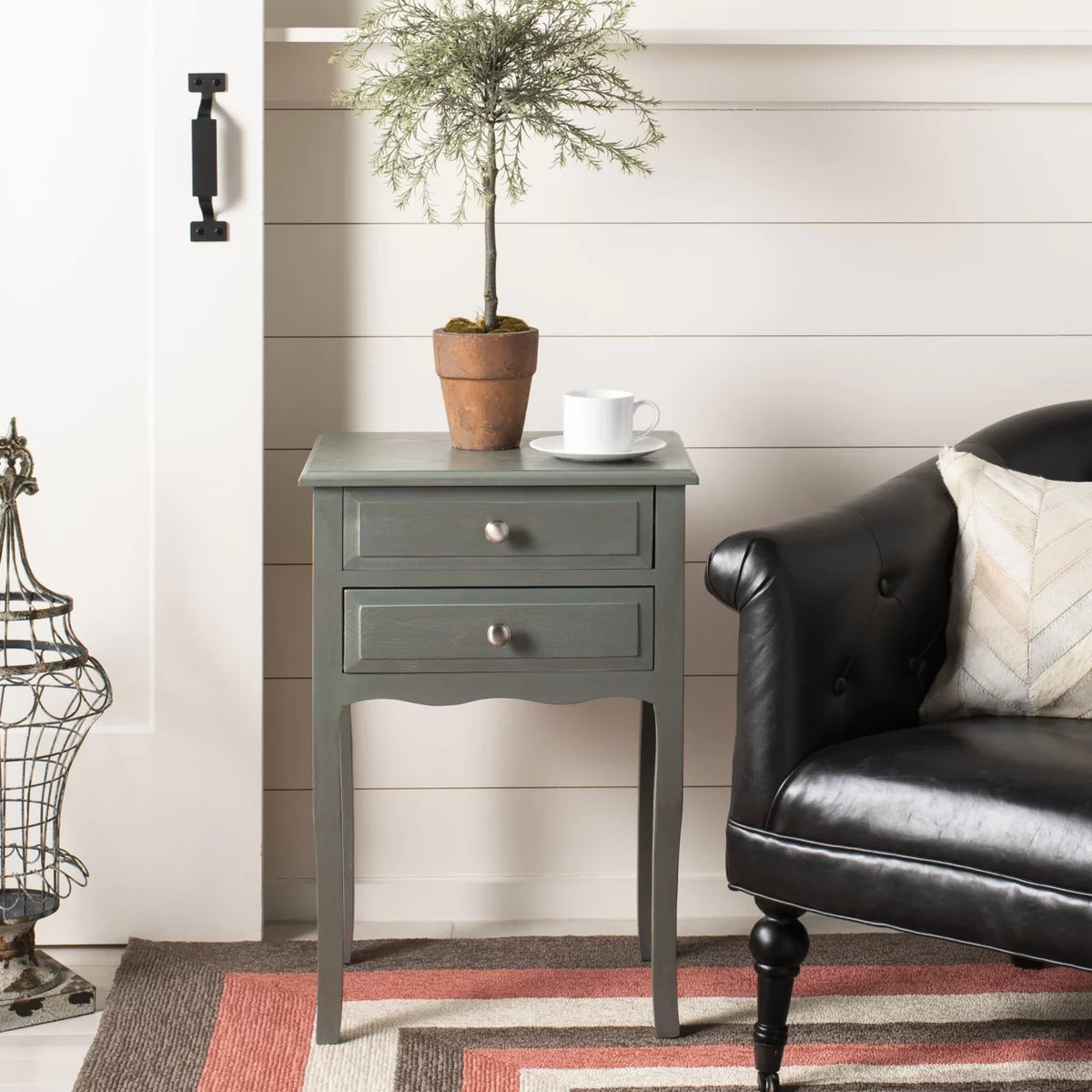 End Table With Storage Drawers Ash Grey O673301