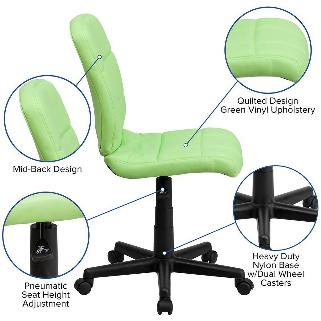 Green Quilted Office Swivel Chair D304570