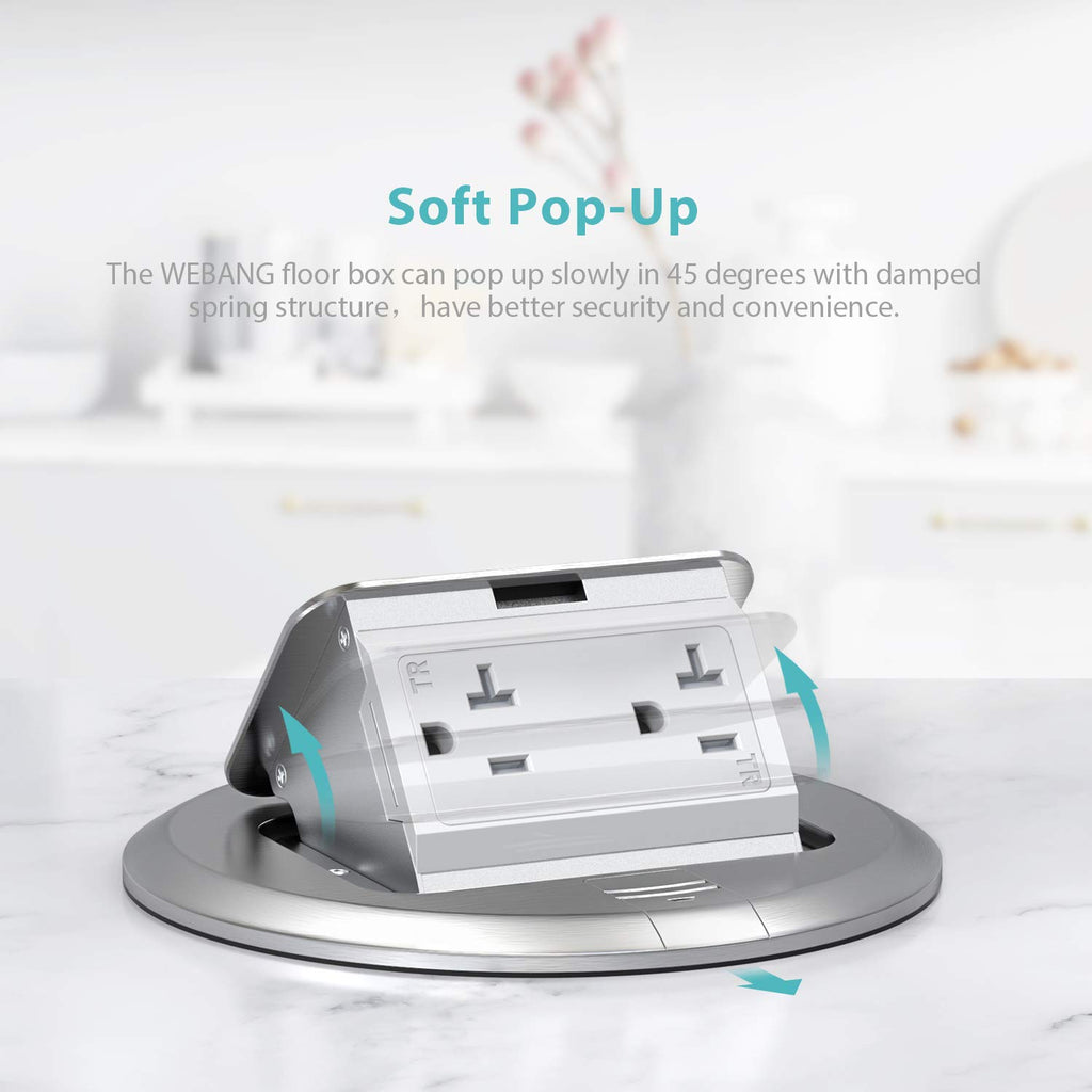 Silver Pack of 2 Pop Up Floor Outlet Box with 20 Amp Tamper-Resistant Receptacle U65520