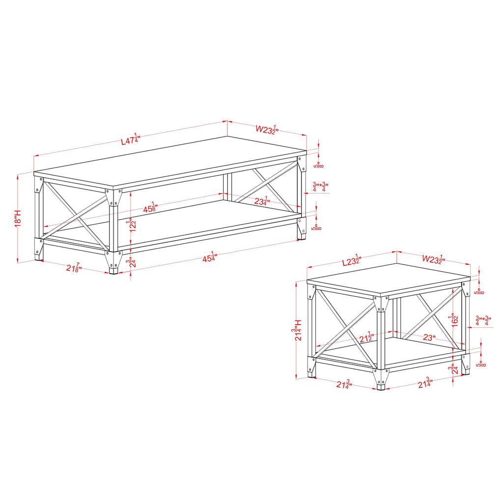 3-Piece Gray Coffee Table Set I349403