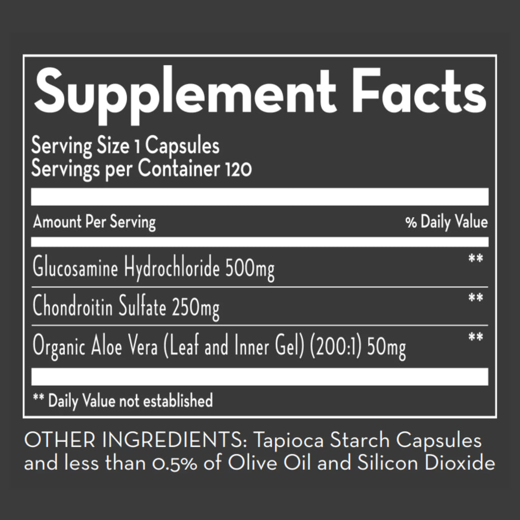 Glucosamine & Chondroitin Supplement with Aloe Vera - 120 Capsules C729