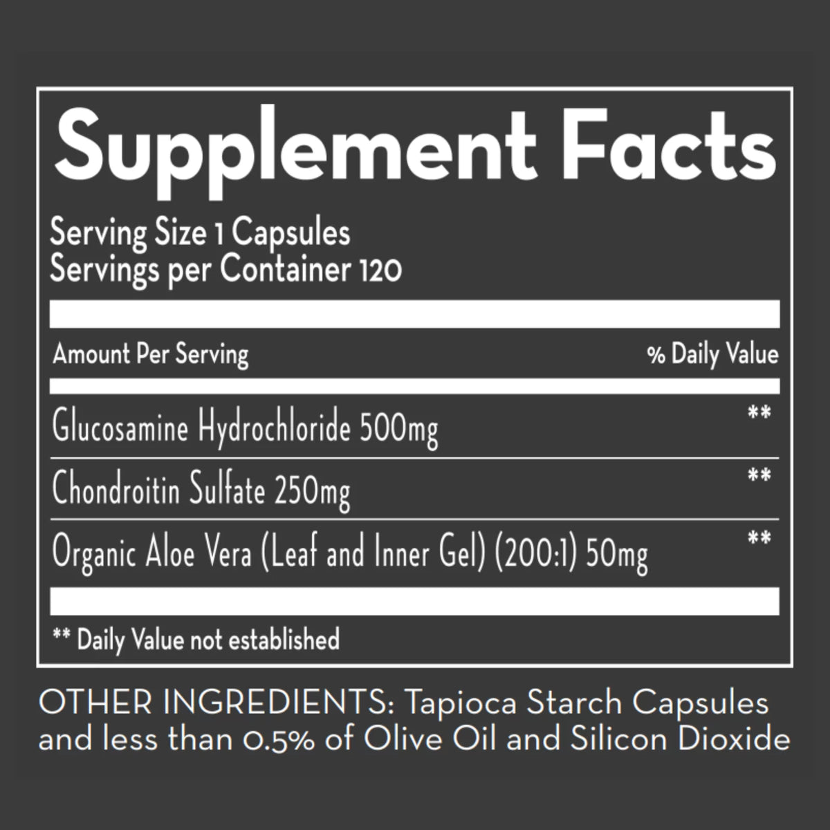 Glucosamine & Chondroitin Supplement with Aloe Vera - 120 Capsules C729