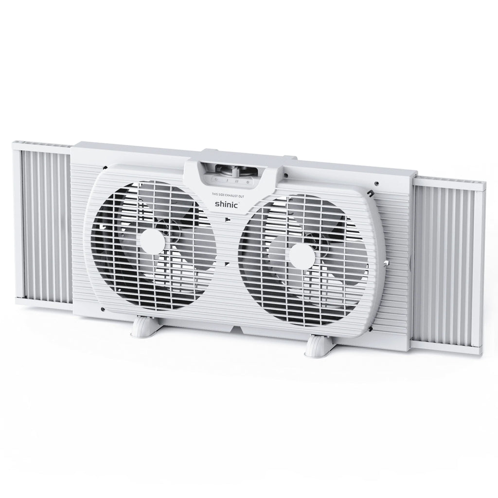 9 3-Speed Twin Window Fan with Bug Screen, White F137