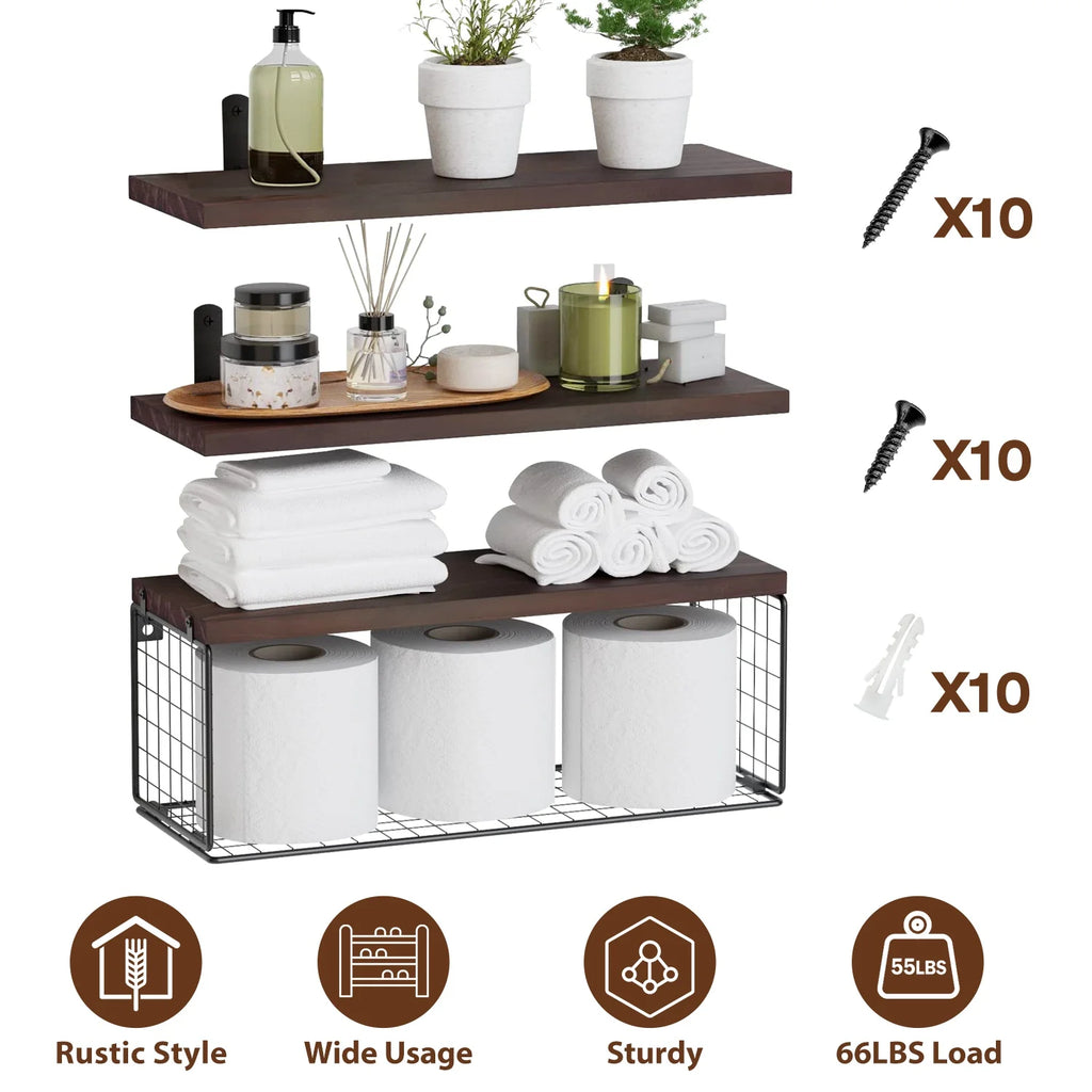 Wall Mount Storage Shelves with Basket S402