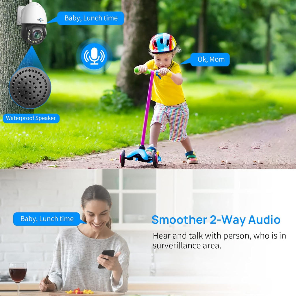 Wireless 30X Optical Zoom PTZ Camera Outdoor Two Way Audio 250ft Night Vision with Floodlight Security Camera Q739920