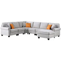 Light Gray U-Shaped Polyester Fabric Sectional Sofa O2781