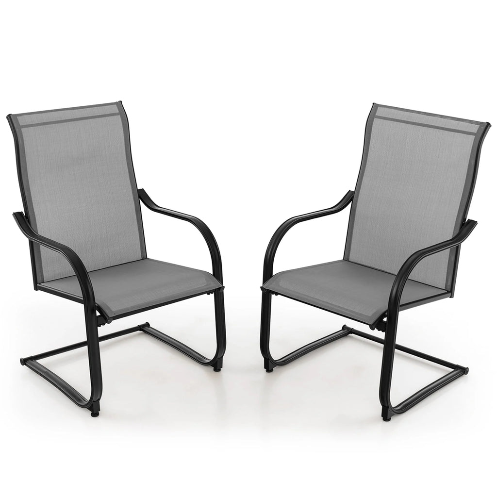 2pcs Black C-Spring Patio Dining Chairs W511