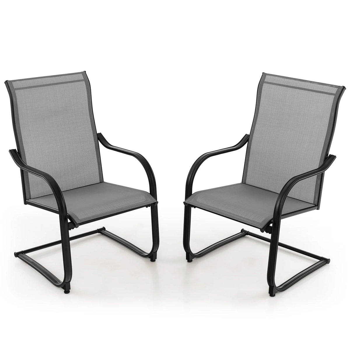 2pcs Black C-Spring Patio Dining Chairs W511