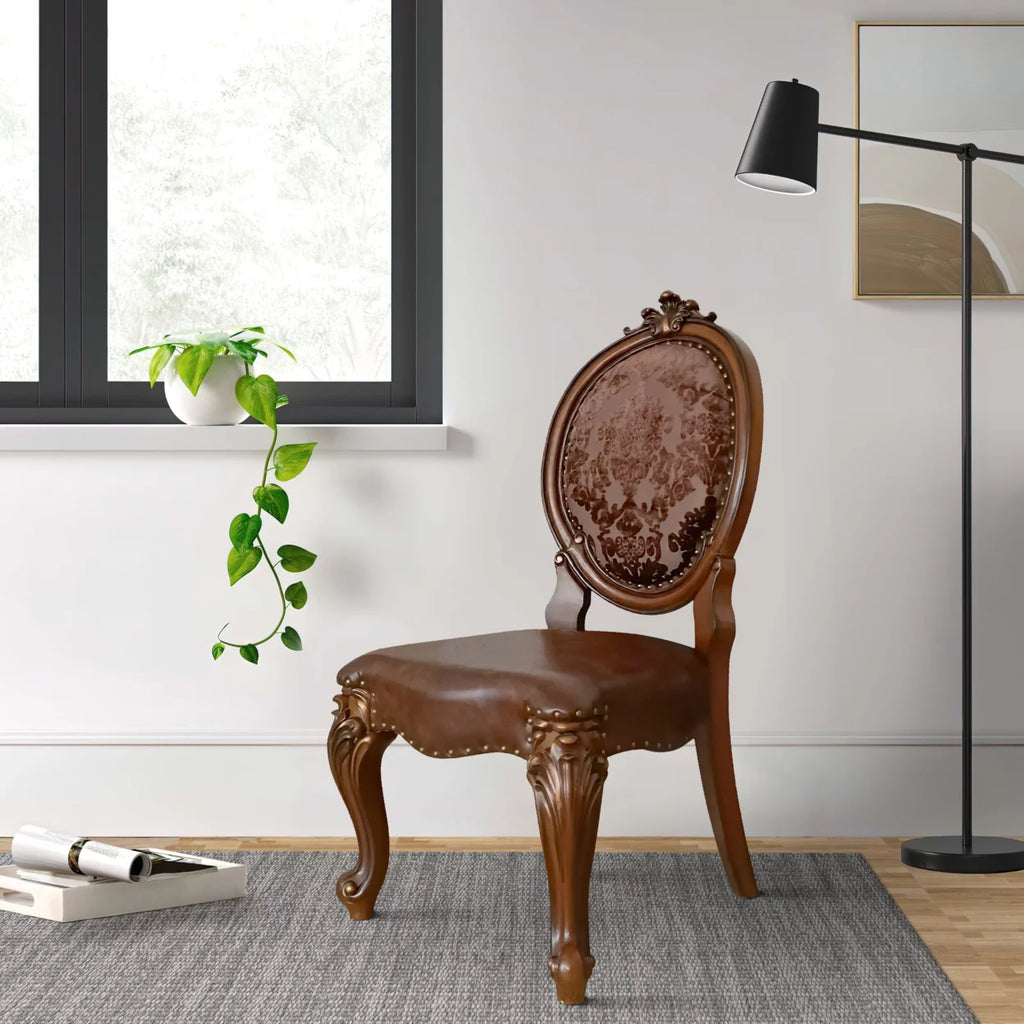 Set of 2 Brown Tufted Faux Leather Dining Chair N239375