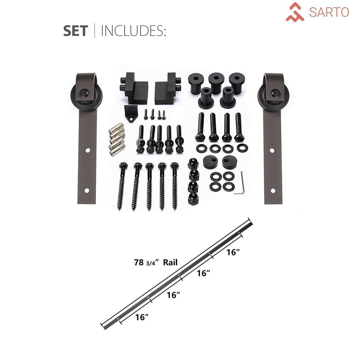 Sliding Barn Door Hardware with Frosted Opaque Glass X4884