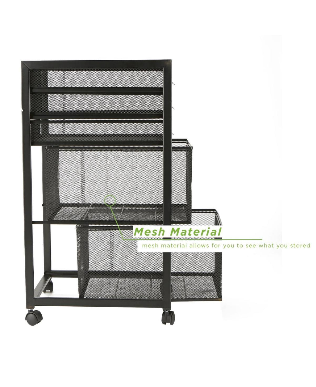 5-Tiered Drawer Storage Cart Black O78469