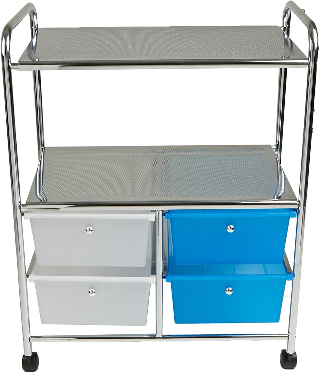 Silver 4 Drawer Rolling Utility Cart G865