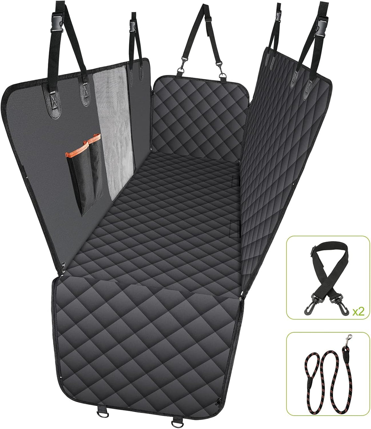 Waterproof Nonslip Dog Seat Cover with 2 Seat Belts and a Pocket V413493