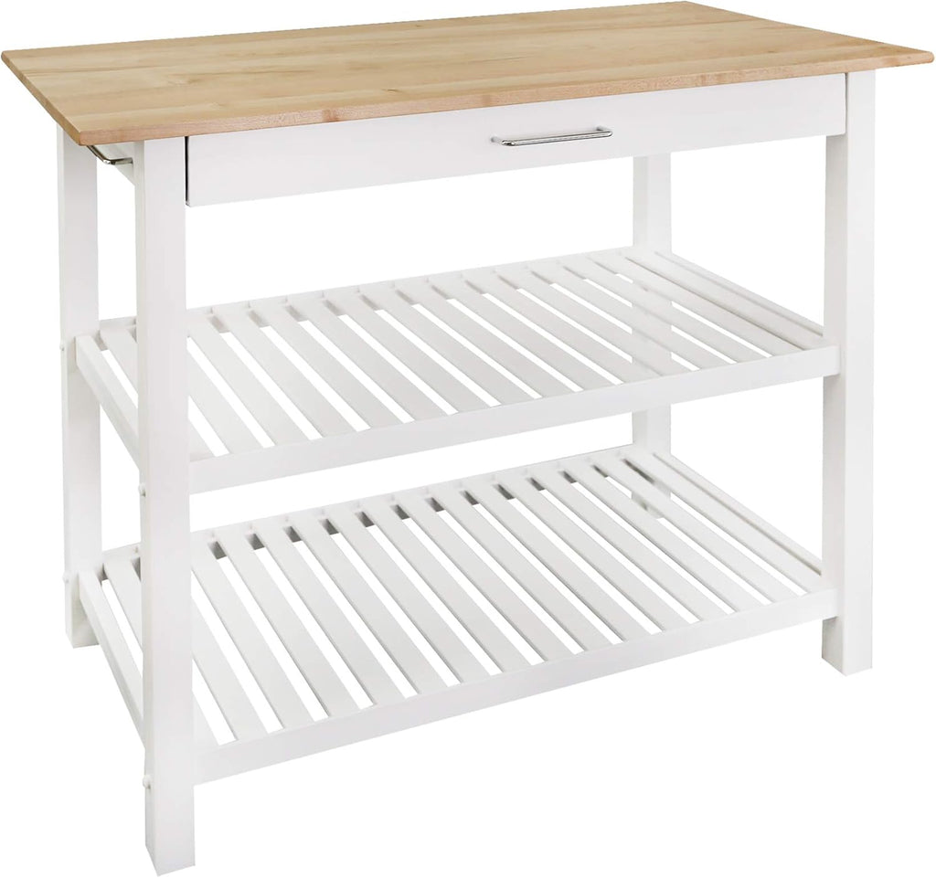 Natural White Kitchen Island with Hardwood Top G414