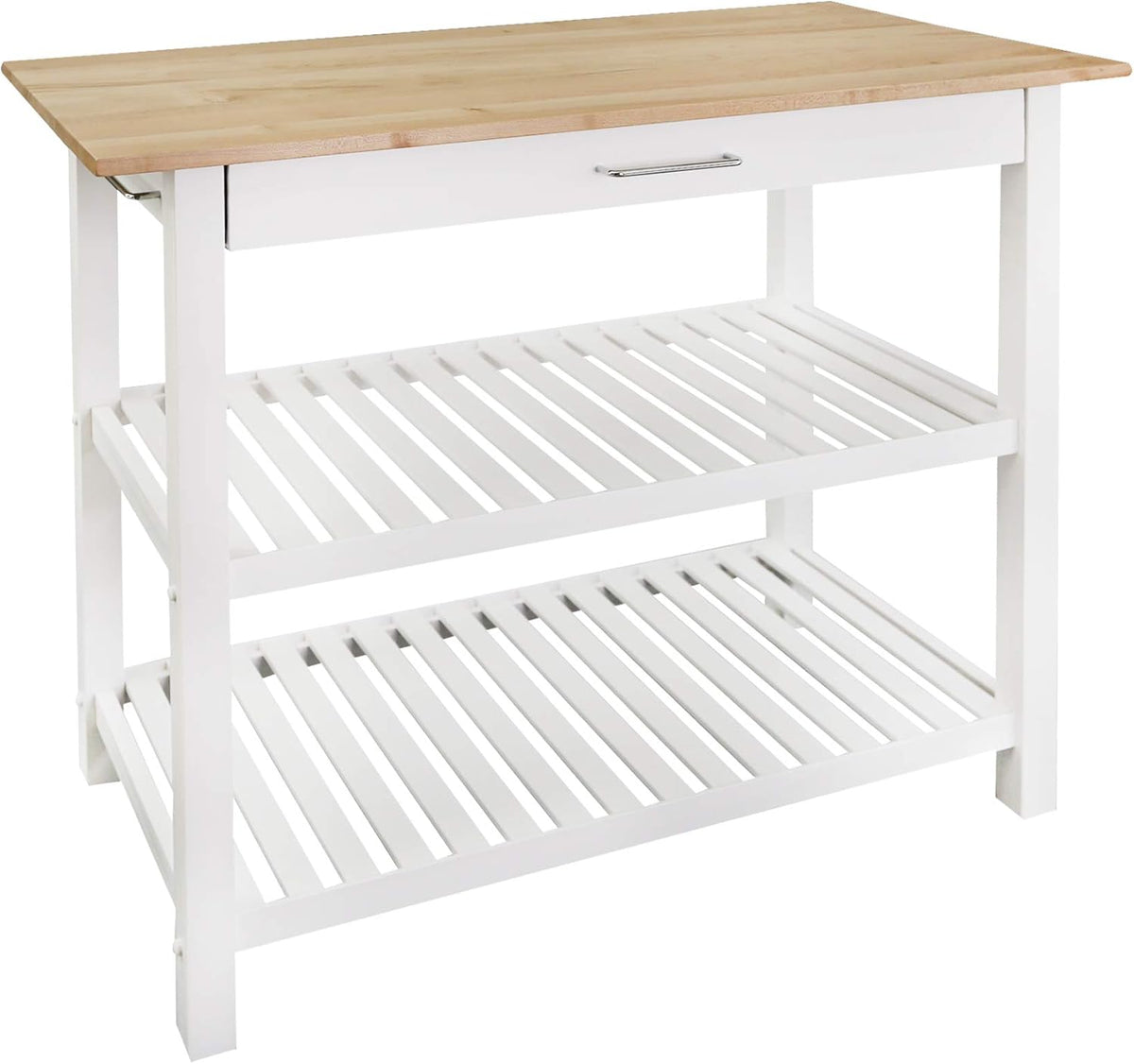 Natural White Kitchen Island with Hardwood Top G414