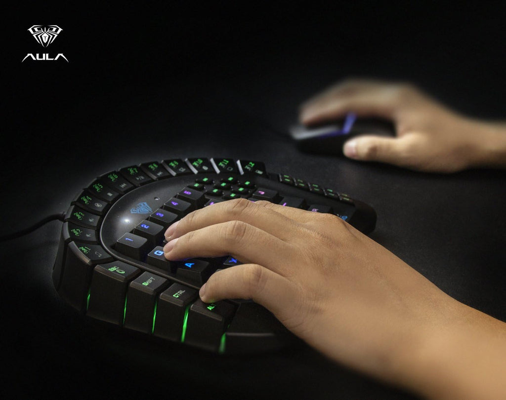 One Handed Mechanical Gaming Keyboard with Blue Switches and RGB Backlit C979225