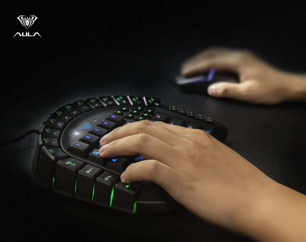 One Handed Mechanical Gaming Keyboard with Blue Switches and RGB Backlit C979225