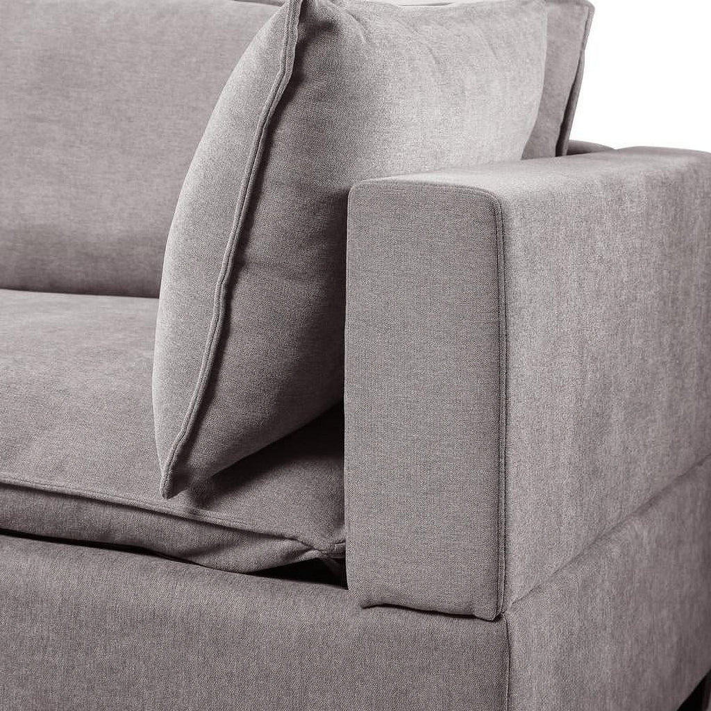 Light Gray Woven Fabric Sectional Loveseat Sofa with Ottoman P654367