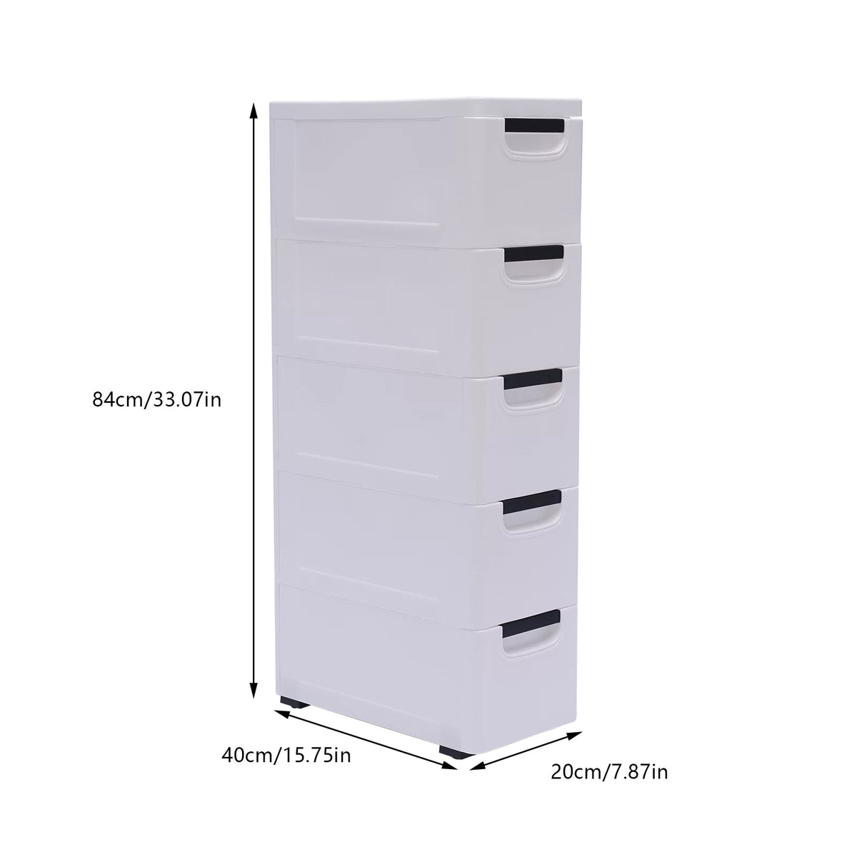 White 5 Drawer Plastic Dresser Storage Cabinet S435