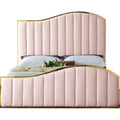 Solid Wood and Velvet King Bed in Pink K7531