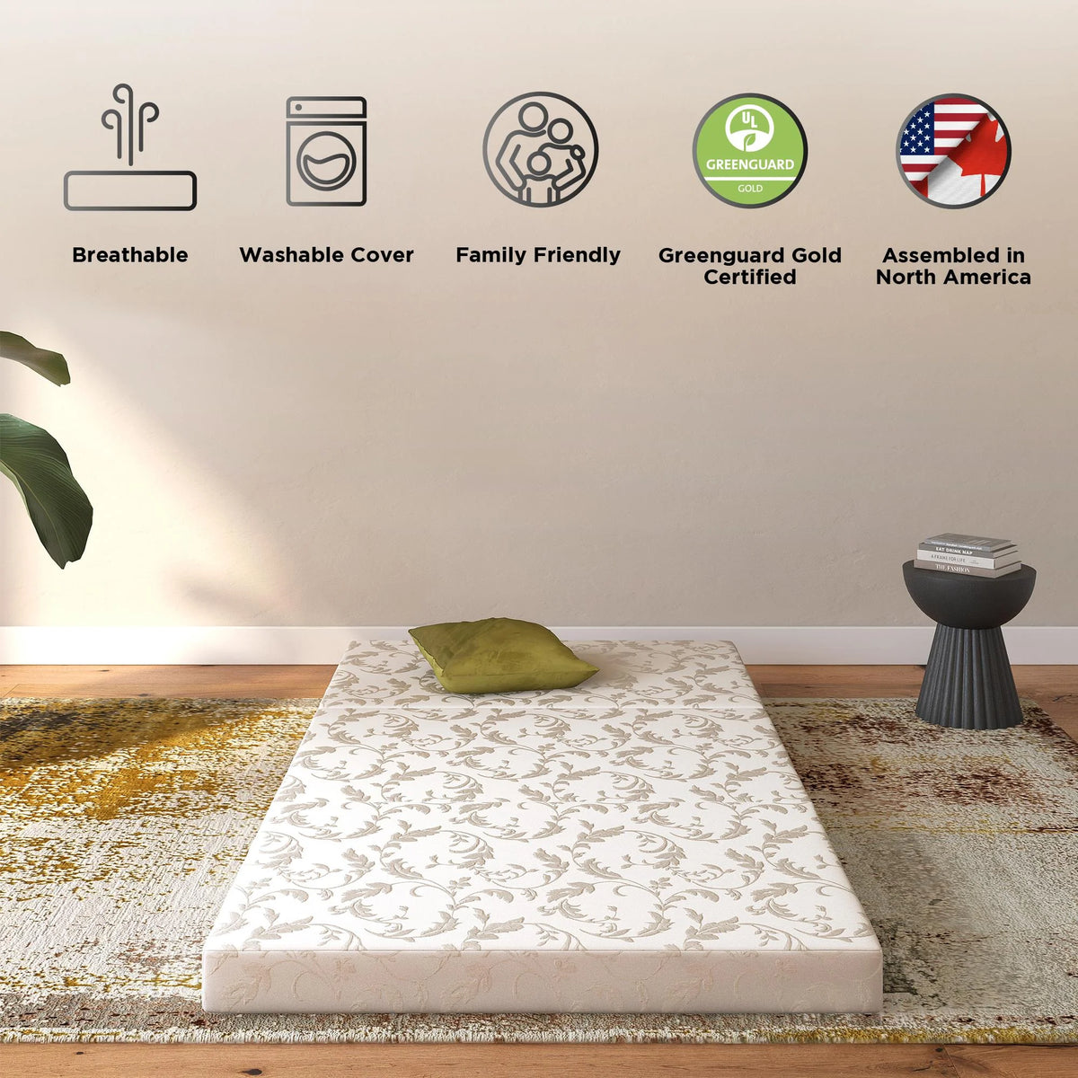 4-Inch Tri Folding Mattress with Carry Bag, Twin Size N4690