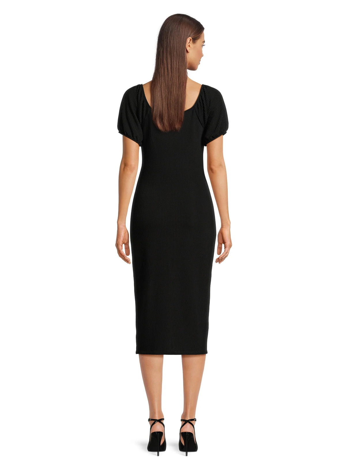 Knit Dress with Short Puff Sleeves N656693