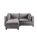 Light Gray Woven Fabric Sectional Loveseat Sofa with Ottoman P654367