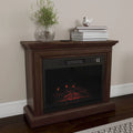 Brown Mobile Electric Fireplace with Mantel and Remote Control S56137