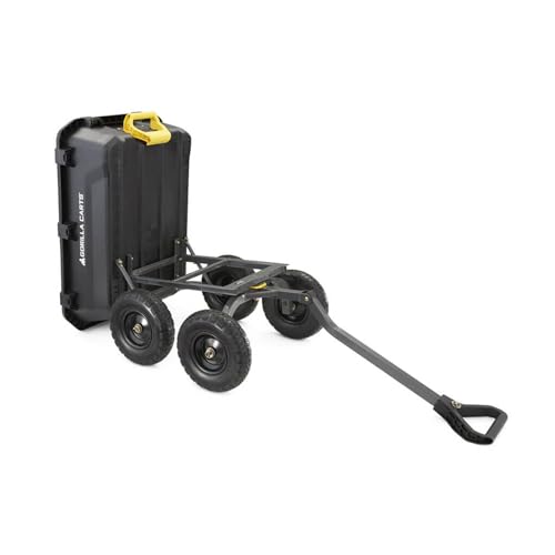 Heavy-Duty Steel Frame Dump Cart with 600 lb Capacity and No-Flat 10-Inch Tires C468
