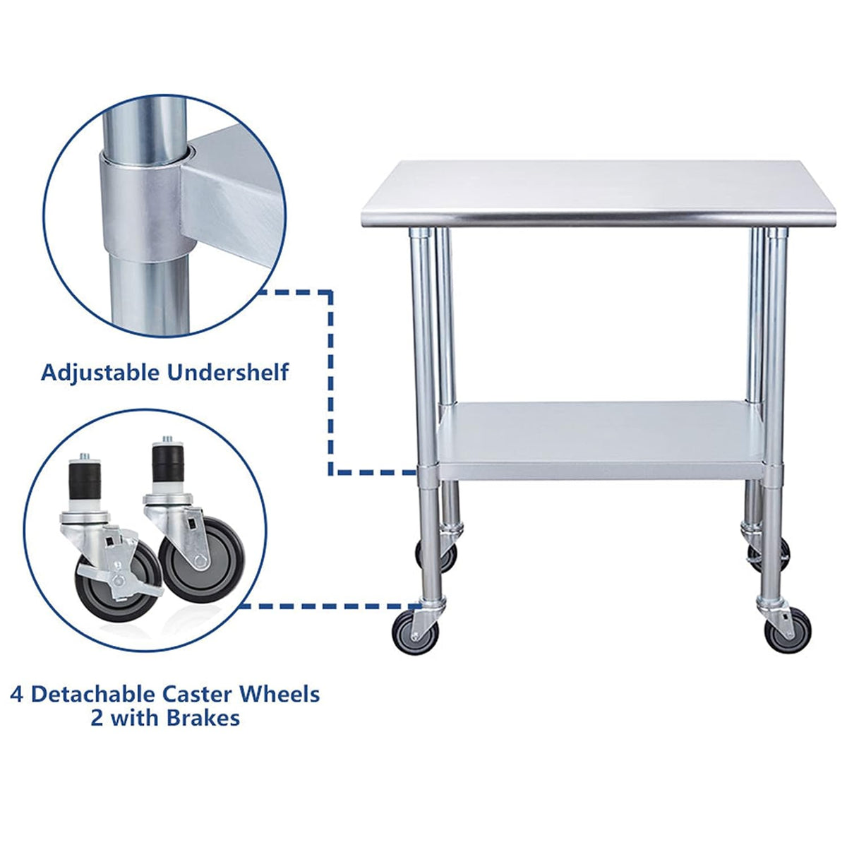 Stainless Steel Table 24 x 36 Inches with Caster Wheels X485966