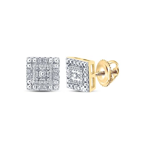 14kt Yellow Gold Diamond Square Earrings 1/8 Cttw J7116