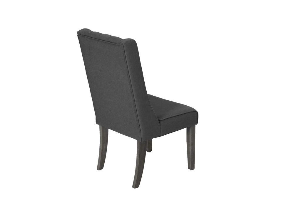 Gray Wood 9pc Dining Set with Linen Chairs Q6198