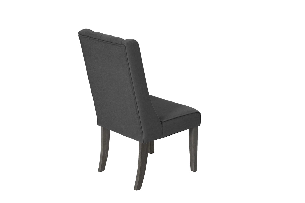 Gray Wood 9pc Dining Set with Linen Chairs Q6198