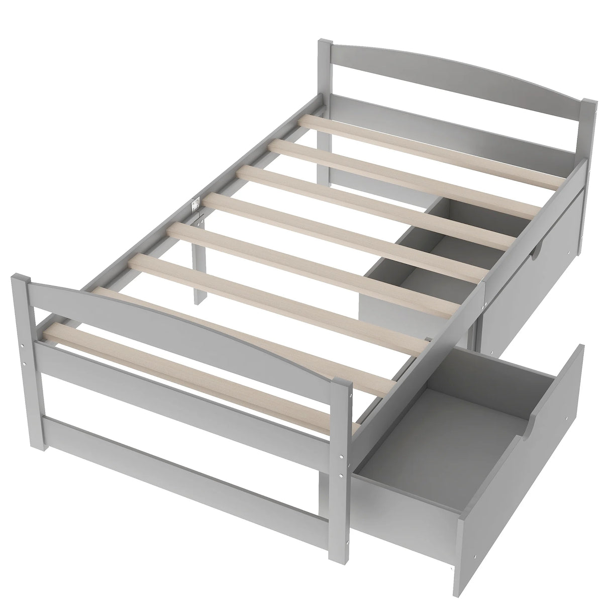 Twin Size Platform Bed with Two Drawers Gray K782549